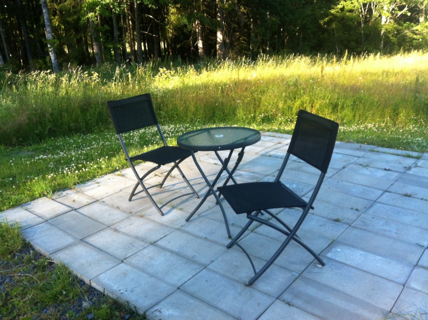 Trädgårdsgrupp: 2st klappstol + 1st bord 