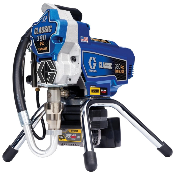 Graco 390 Cordless - Batteridriven färgspruta i gruppen Maskiner / Snickerimaskiner / Lackutrustningar hos Kristers Möbler Maskin AB (25T863)