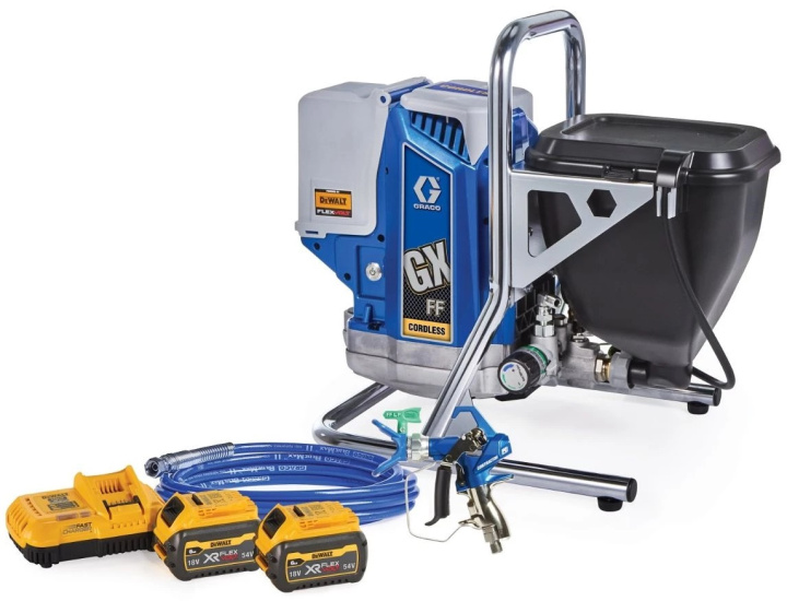 GRACO GXFF CORDLESS med batteridriven färgspruta i gruppen Maskiner / Snickerimaskiner / Lackutrustningar hos Kristers Möbler Maskin AB (37064)